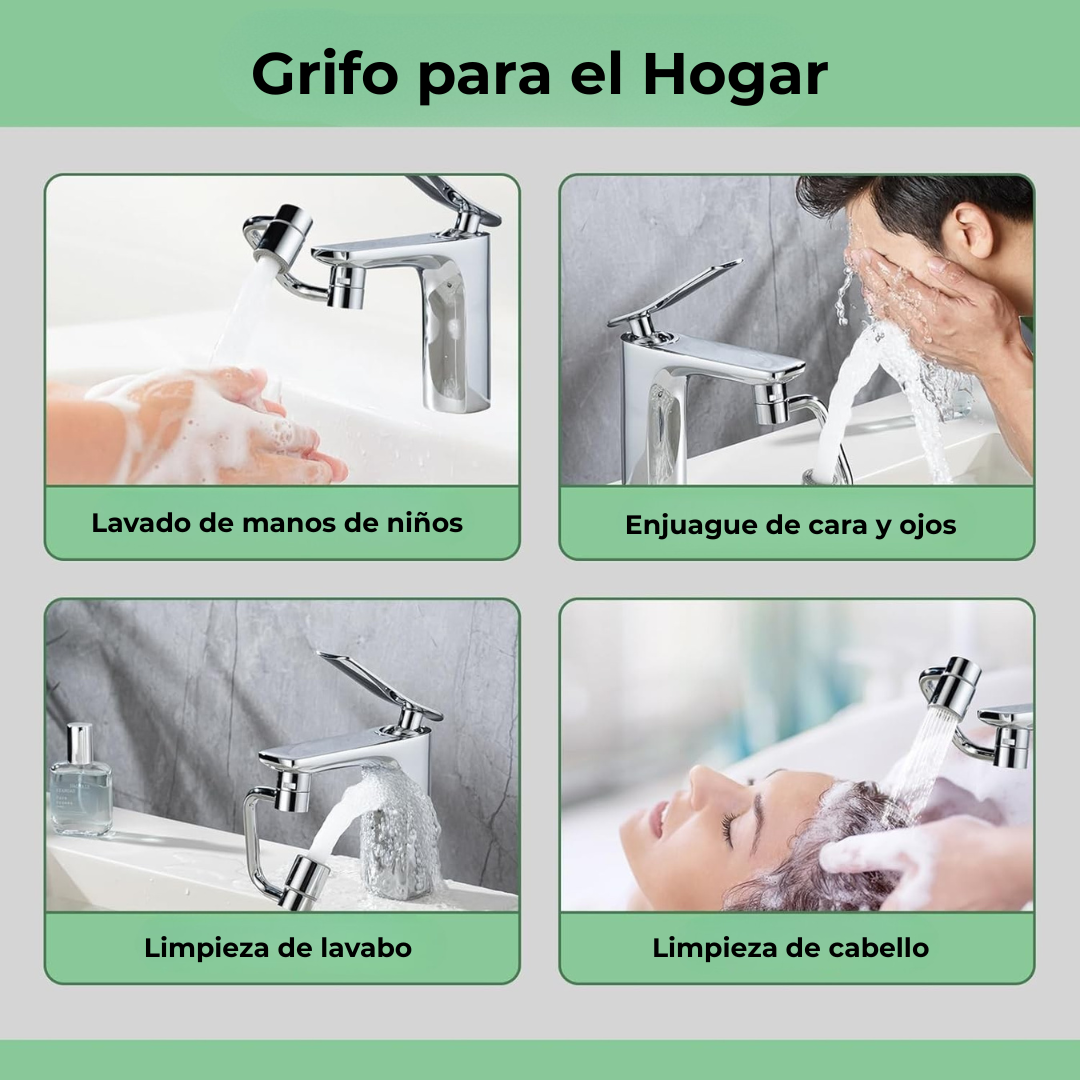 Extensor de Grifo Giratorio 1080° Anti salpicaduras – Oferta 2x1 por Tiempo Limitado