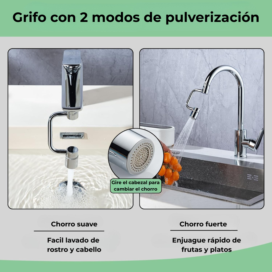 Extensor de Grifo Giratorio 1080° Anti salpicaduras – Oferta 2x1 por Tiempo Limitado