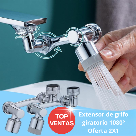 (Oferta 2X1) ¡Transforma tu baño y cocina con el grifo giratorio extensible 1080º!