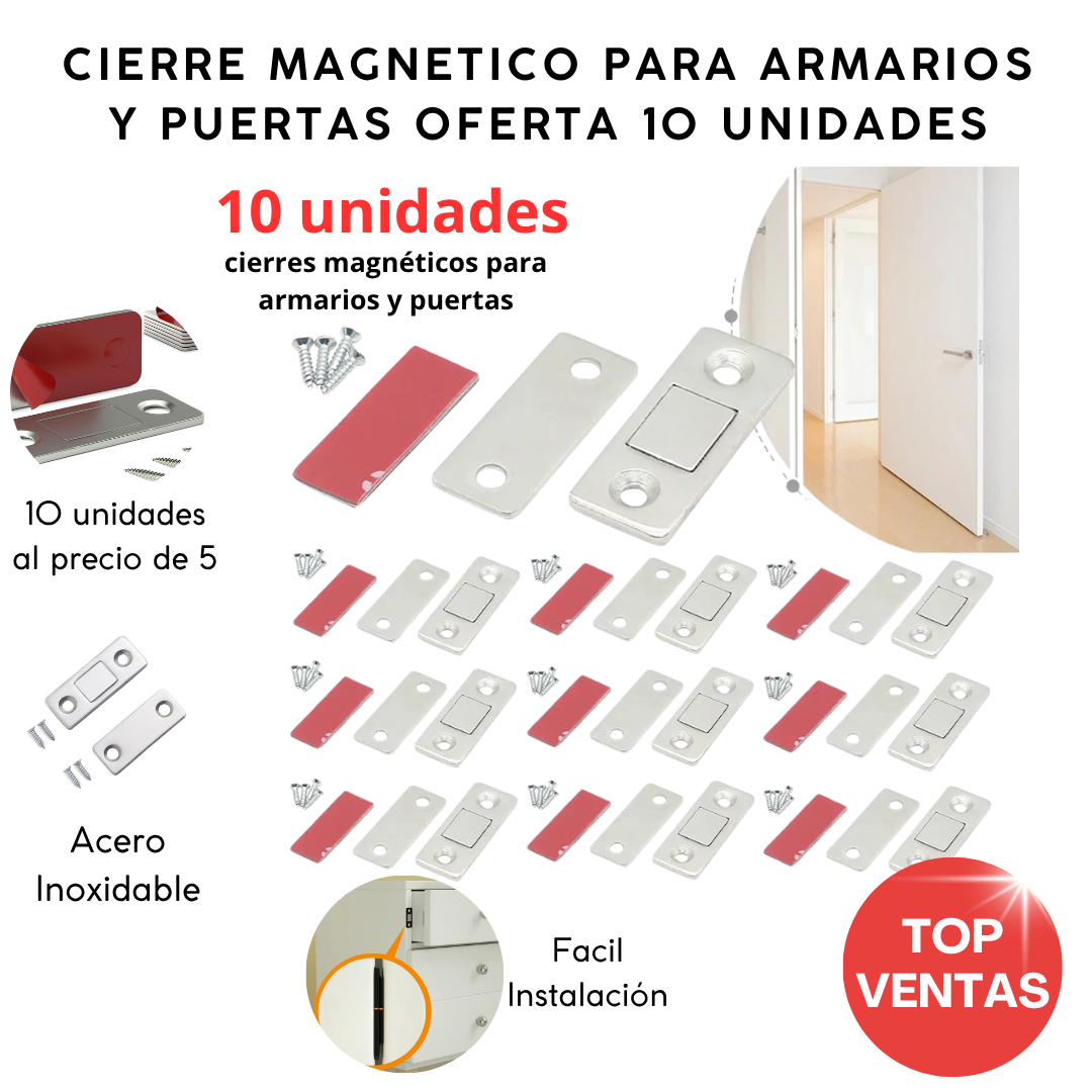 Cierres magnéticos ocultos para armarios (10 uds.)